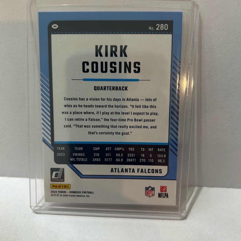 Donruss Football Card Kirk Cousins 2024 #280 - Picture 2 of 2